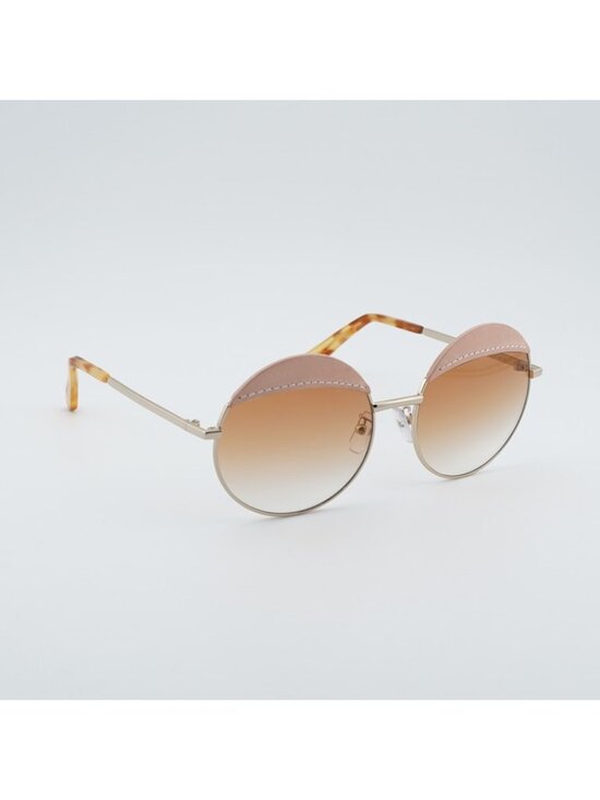 Loewe LW40007U 33F Sunglasses Gold/Pink Leather Round Frame main image 9